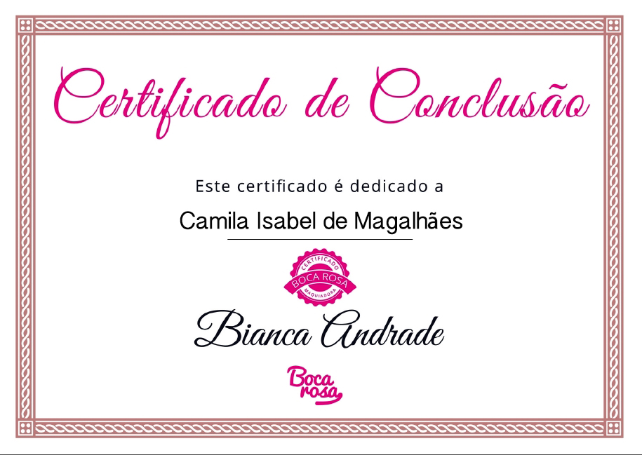 Certificado Curso de Maquiagem Boca Rosa